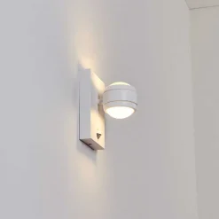 Applique Murale D'Exterieur Borlo Led Blanc, 2 Lumieres, Detecteur De Mouvement