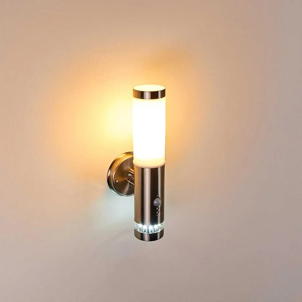 Applique Murale D'Exterieur Walise Acier Inoxydable, 1 Lumiere, Detecteur De Mouvement