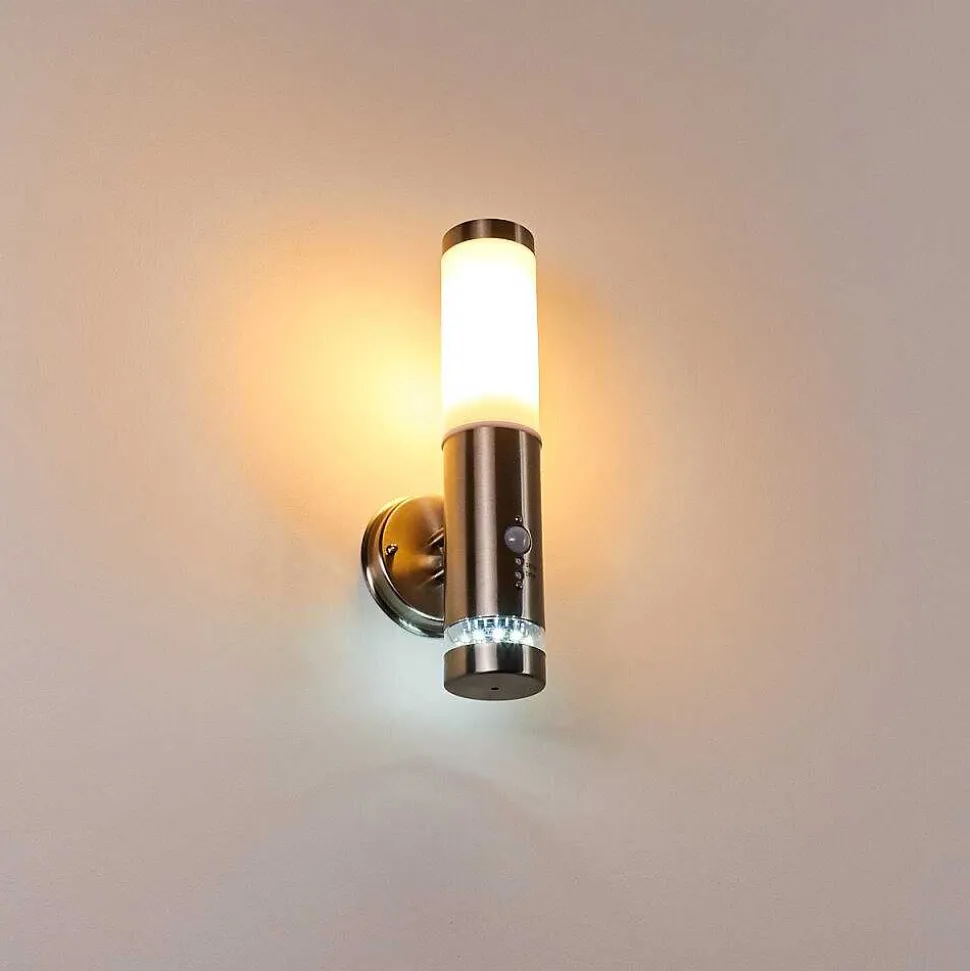 Applique Murale D'Exterieur Walise Acier Inoxydable, 1 Lumiere, Detecteur De Mouvement