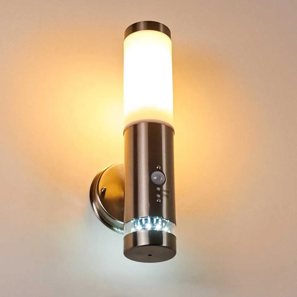 Applique Murale D'Exterieur Walise Acier Inoxydable, 1 Lumiere, Detecteur De Mouvement