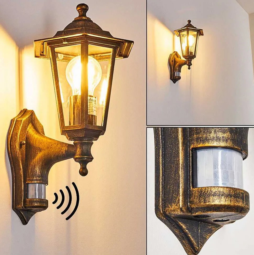 Applique Murale D'Exterieur Loria Brun Dore, 1 Lumiere