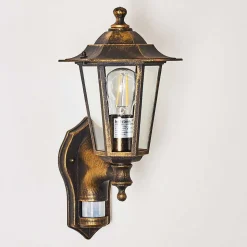 Applique Murale D'Exterieur Loria Brun Dore, 1 Lumiere