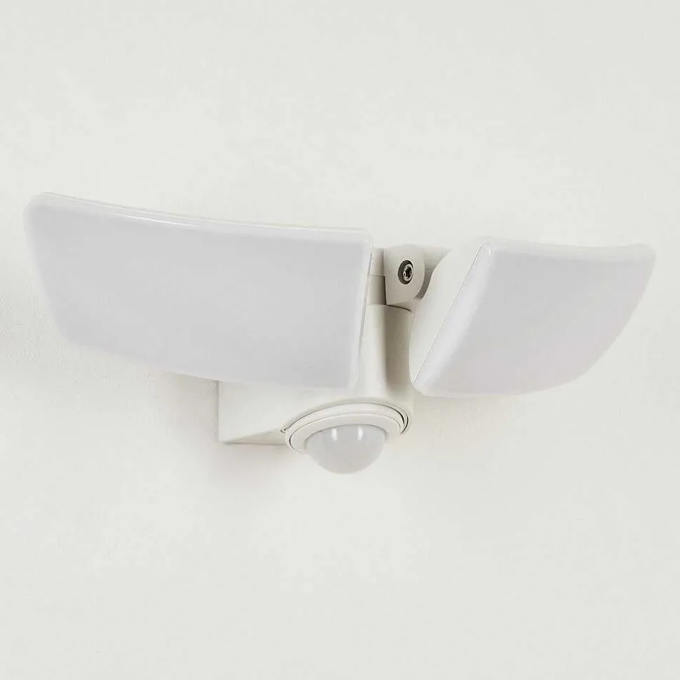 Applique Murale D'Exterieur Carnetin Led Blanc, 2 Lumieres, Detecteur De Mouvement