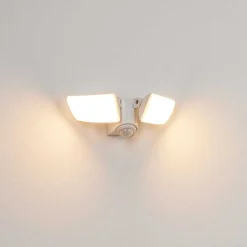 Applique Murale D'Exterieur Carnetin Led Blanc, 2 Lumieres, Detecteur De Mouvement