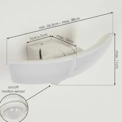 Applique Murale D'Exterieur Carnetin Led Blanc, 2 Lumieres, Detecteur De Mouvement