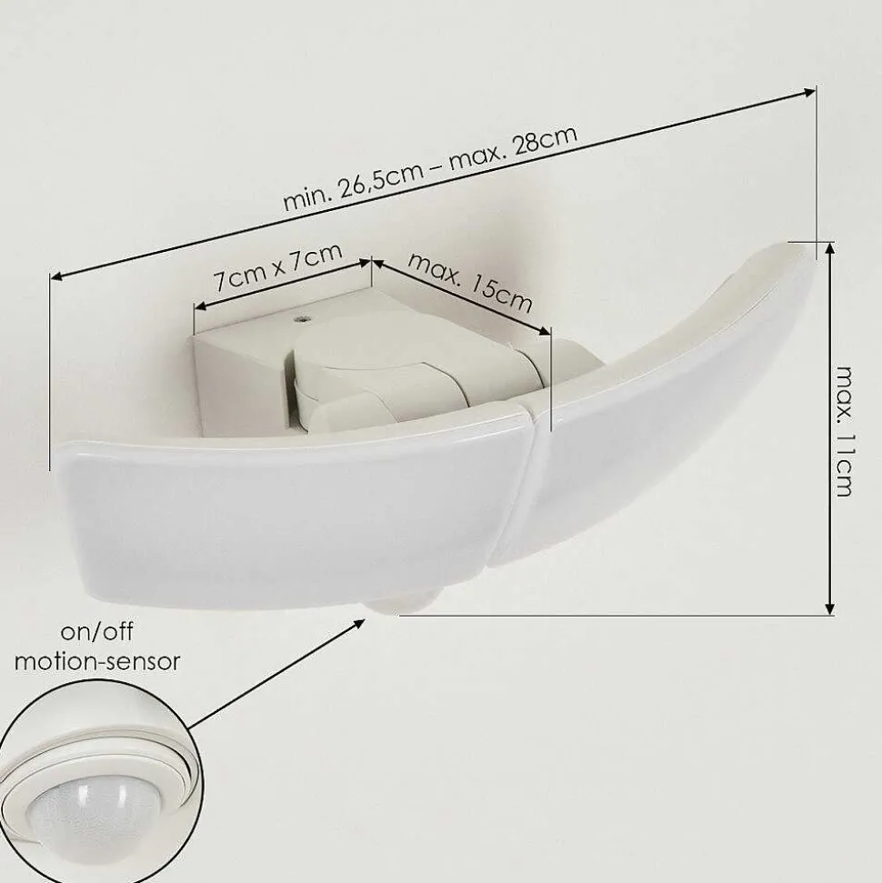 Applique Murale D'Exterieur Carnetin Led Blanc, 2 Lumieres, Detecteur De Mouvement