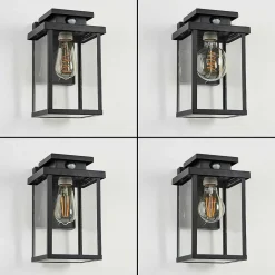 Applique Murale D'Exterieur Tieva Noir, 1 Lumiere, Detecteur De Mouvement