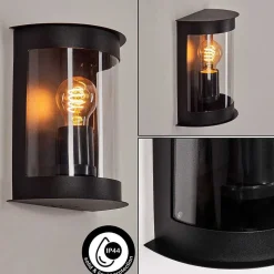 Applique Murale D'Exterieur Spitnes Noir, 1 Lumiere