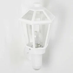 Applique Murale D'Exterieur Catigny Blanc, 1 Lumiere, Detecteur De Mouvement