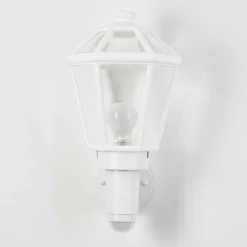 Applique Murale D'Exterieur Catigny Blanc, 1 Lumiere, Detecteur De Mouvement