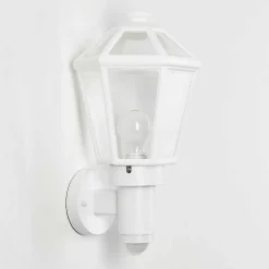 Applique Murale D'Exterieur Catigny Blanc, 1 Lumiere, Detecteur De Mouvement