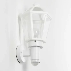 Applique Murale D'Exterieur Catigny Blanc, 1 Lumiere, Detecteur De Mouvement