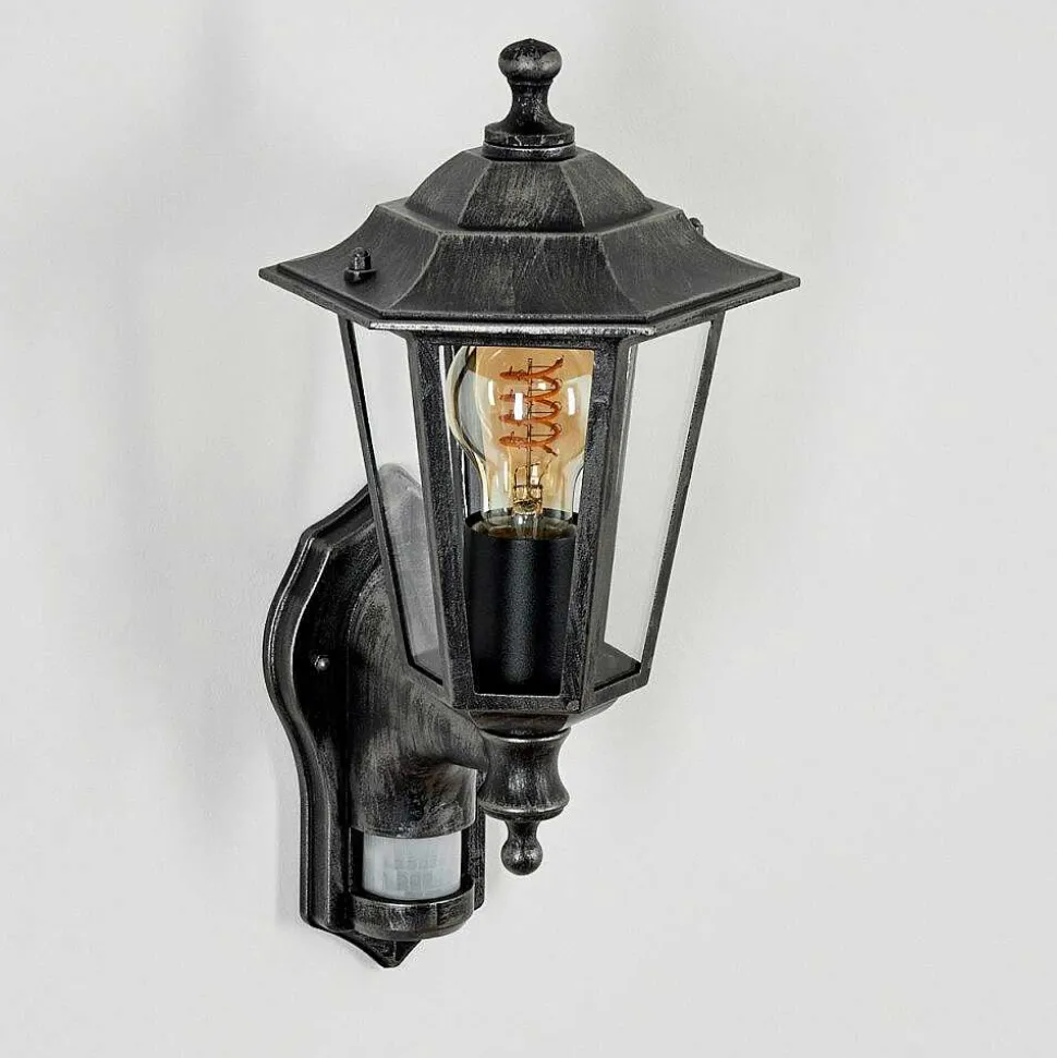 Applique Murale D'Exterieur Loria Gris, Noir, Argente, 1 Lumiere, Detecteur De Mouvement