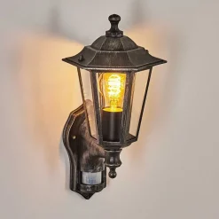 Applique Murale D'Exterieur Loria Gris, Noir, Argente, 1 Lumiere, Detecteur De Mouvement