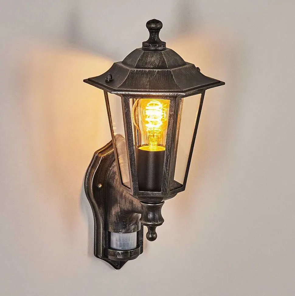 Applique Murale D'Exterieur Loria Gris, Noir, Argente, 1 Lumiere, Detecteur De Mouvement