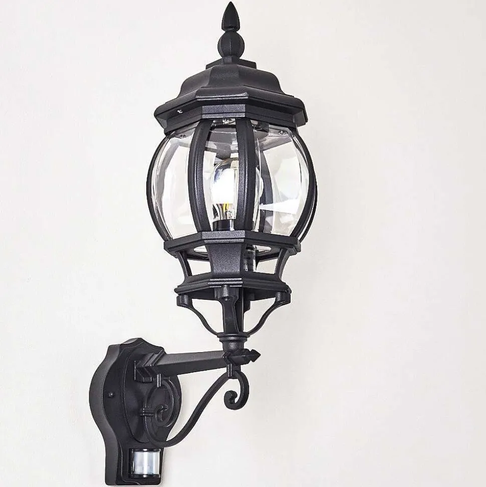 Applique Murale D'Exterieur Lentua Noir, 1 Lumiere, Detecteur De Mouvement