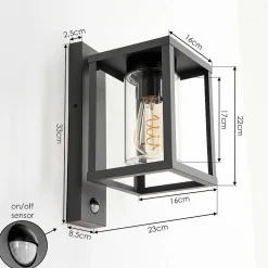 Applique Murale D'Exterieur Parkkola Anthracite, 1 Lumiere, Detecteur De Mouvement