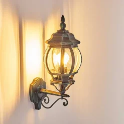 Applique Murale D'Exterieur Lentua Vert, Noir, 1 Lumiere