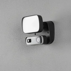 Applique Murale D'Exterieur Konstsmide Camera-Smart-Light Led Noir, 1 Lumiere, Detecteur De Mouvement