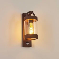 Applique Murale D'Exterieur Fulham Brun, Rouille, 1 Lumiere, Detecteur De Mouvement