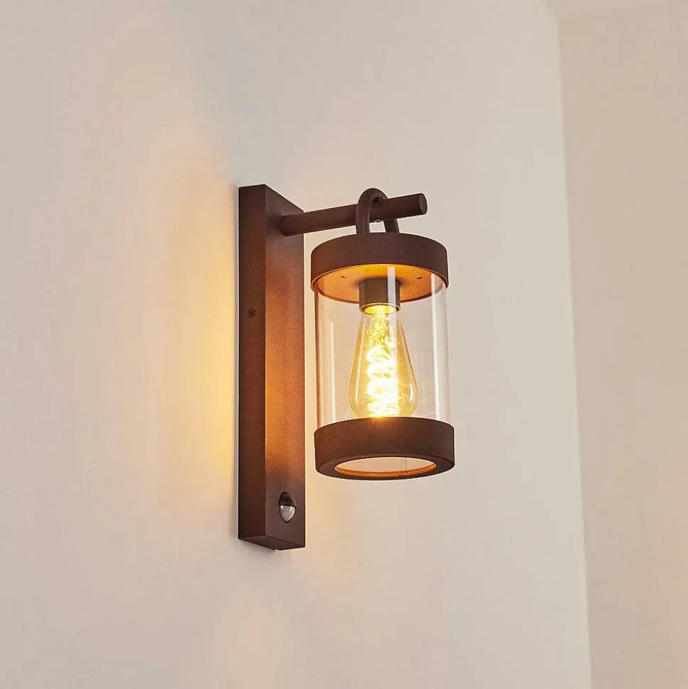 Applique Murale D'Exterieur Fulham Brun, Rouille, 1 Lumiere, Detecteur De Mouvement