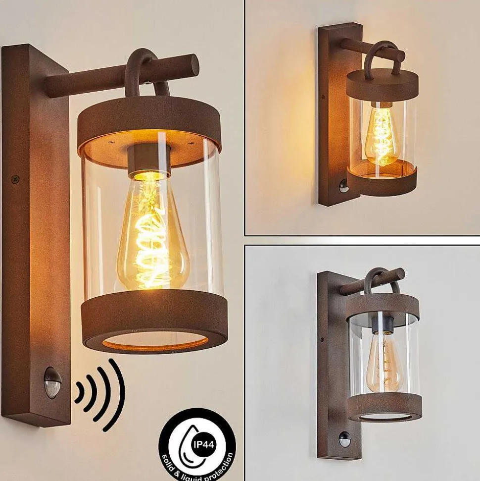 Applique Murale D'Exterieur Fulham Brun, Rouille, 1 Lumiere, Detecteur De Mouvement