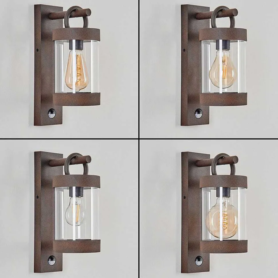 Applique Murale D'Exterieur Fulham Brun, Rouille, 1 Lumiere, Detecteur De Mouvement