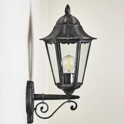 Applique Murale D'Exterieur Lignac Noir, Argente, 1 Lumiere