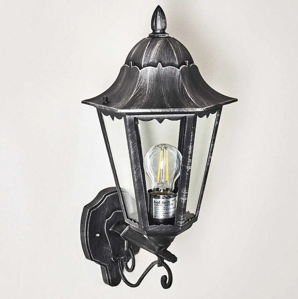 Applique Murale D'Exterieur Lignac Noir, Argente, 1 Lumiere