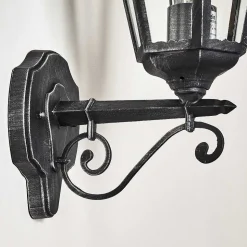 Applique Murale D'Exterieur Lignac Noir, Argente, 1 Lumiere