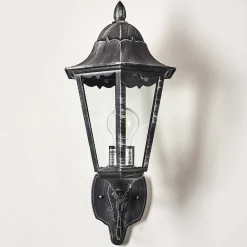 Applique Murale D'Exterieur Lignac Noir, Argente, 1 Lumiere