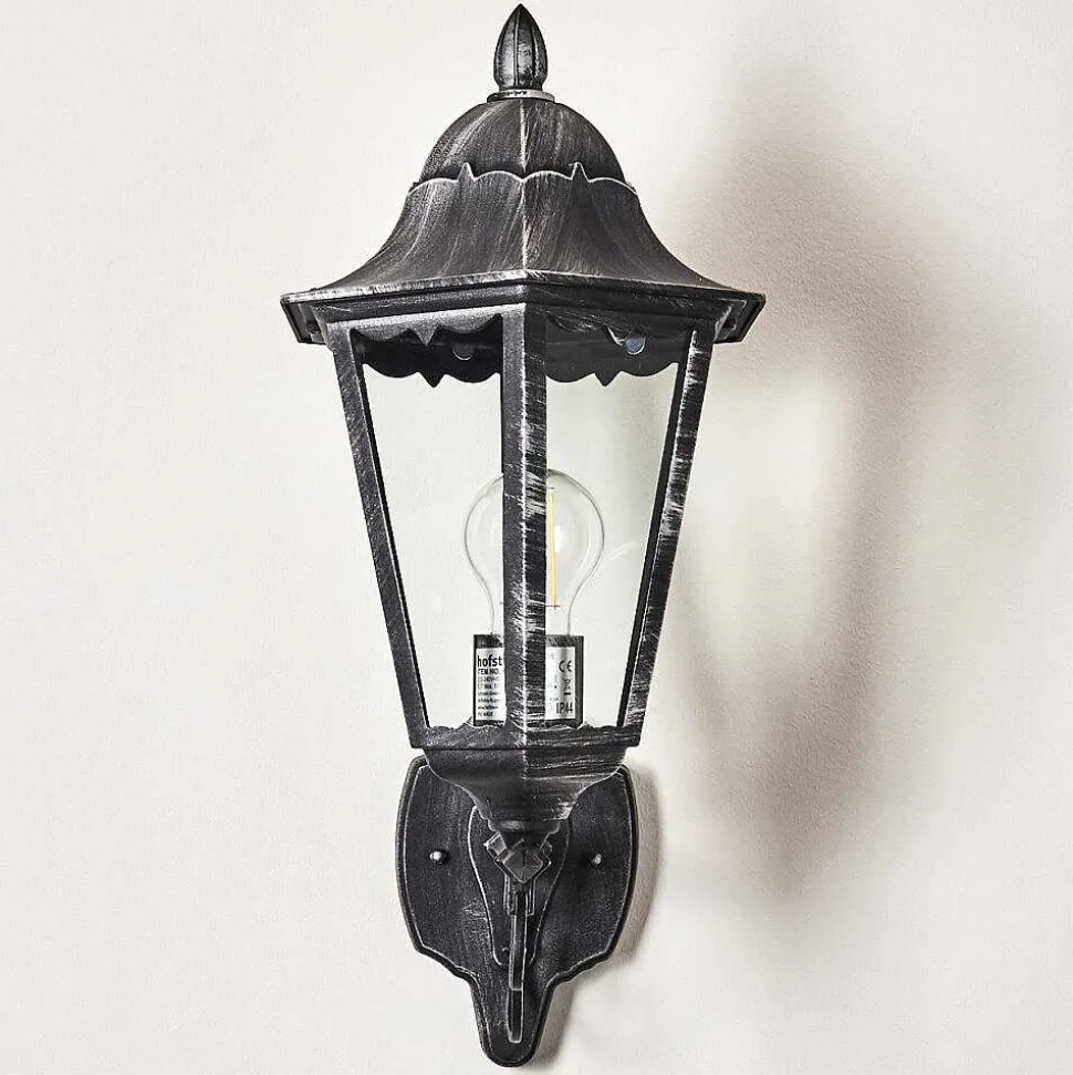 Applique Murale D'Exterieur Lignac Noir, Argente, 1 Lumiere