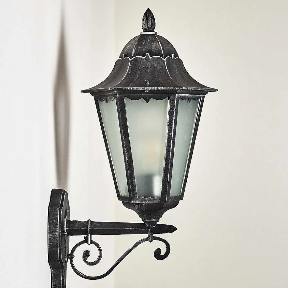 Applique Murale D'Exterieur Lignac Noir, Argente, 1 Lumiere