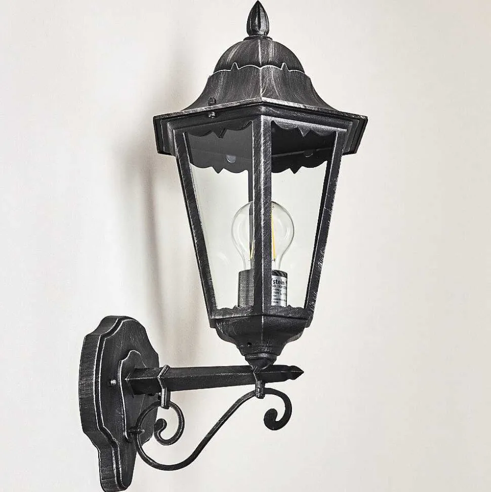 Applique Murale D'Exterieur Lignac Noir, Argente, 1 Lumiere