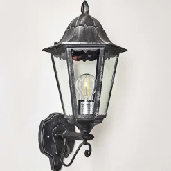 Applique Murale D'Exterieur Lignac Noir, Argente, 1 Lumiere