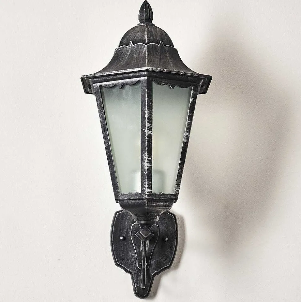 Applique Murale D'Exterieur Lignac Noir, Argente, 1 Lumiere