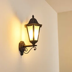 Applique Murale D'Exterieur Lignac Noir, Argente, 1 Lumiere