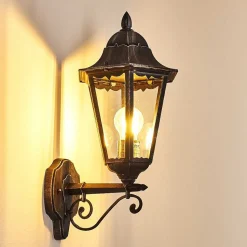 Applique Murale D'Exterieur Lignac Noir, Argente, 1 Lumiere