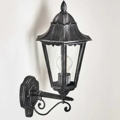 Applique Murale D'Exterieur Lignac Noir, Argente, 1 Lumiere