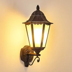 Applique Murale D'Exterieur Lignac Noir, Argente, 1 Lumiere