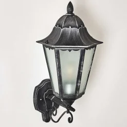 Applique Murale D'Exterieur Lignac Noir, Argente, 1 Lumiere