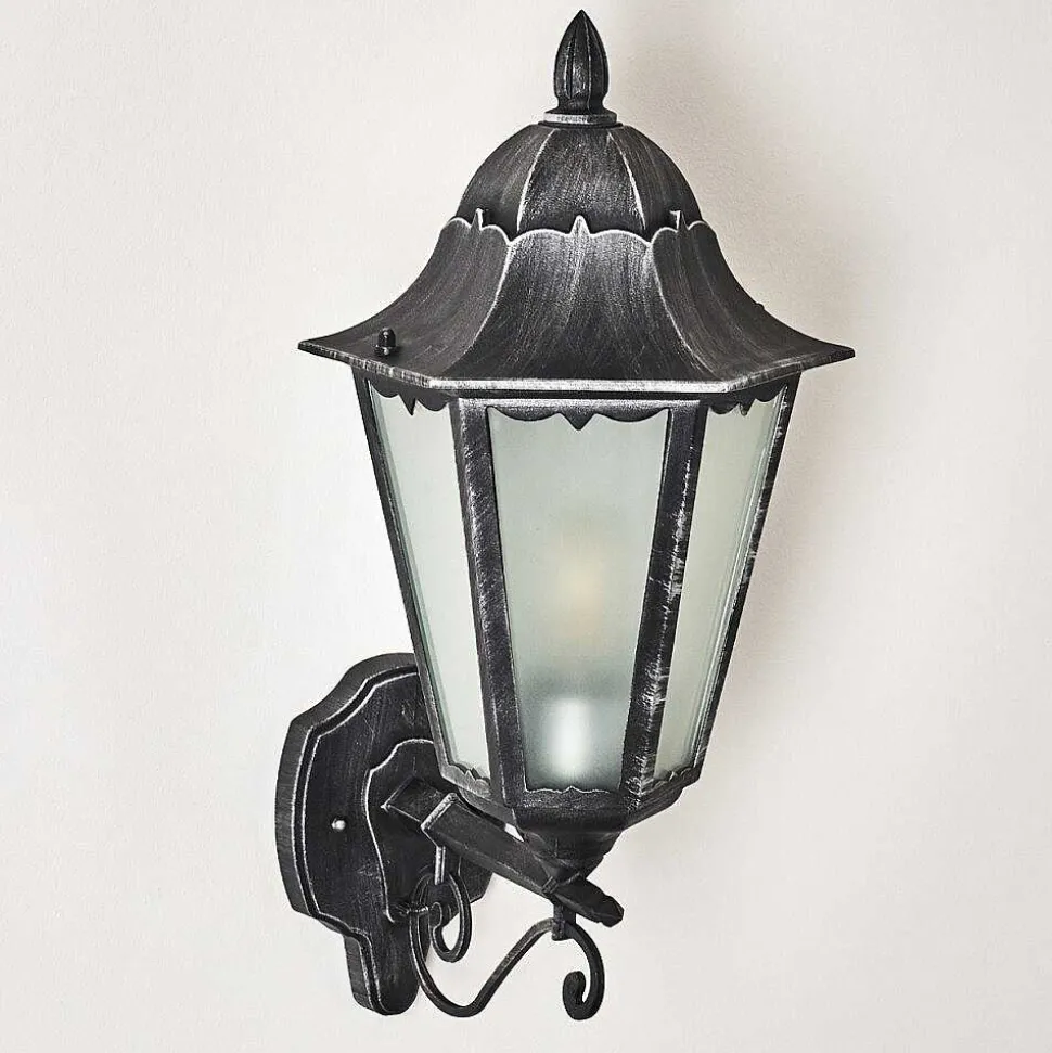 Applique Murale D'Exterieur Lignac Noir, Argente, 1 Lumiere