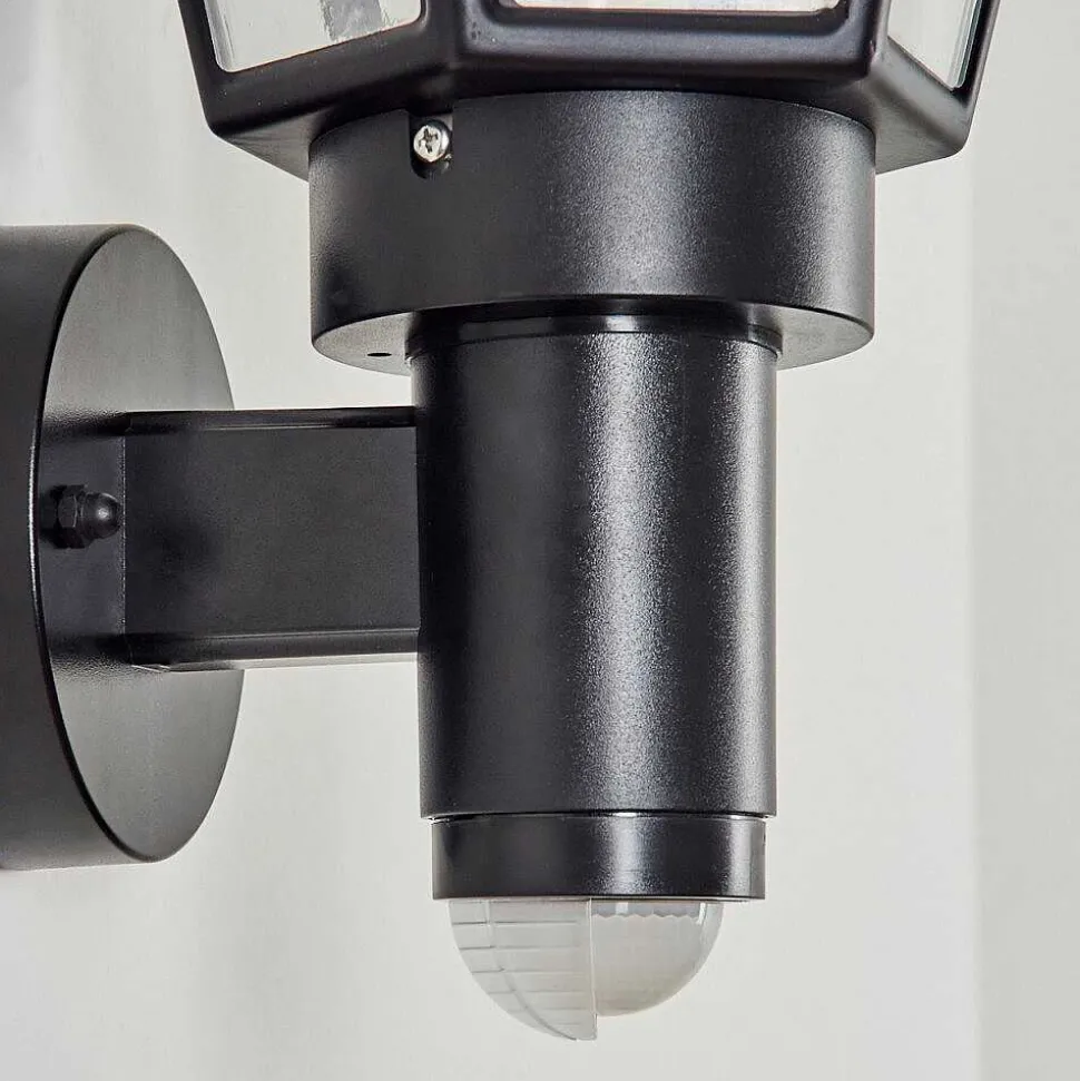 Applique Murale D'Exterieur Catigny Noir, 1 Lumiere, Detecteur De Mouvement