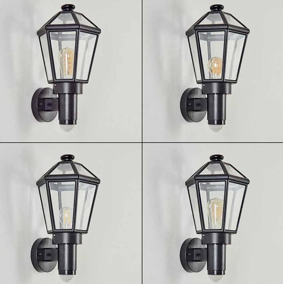 Applique Murale D'Exterieur Catigny Noir, 1 Lumiere, Detecteur De Mouvement