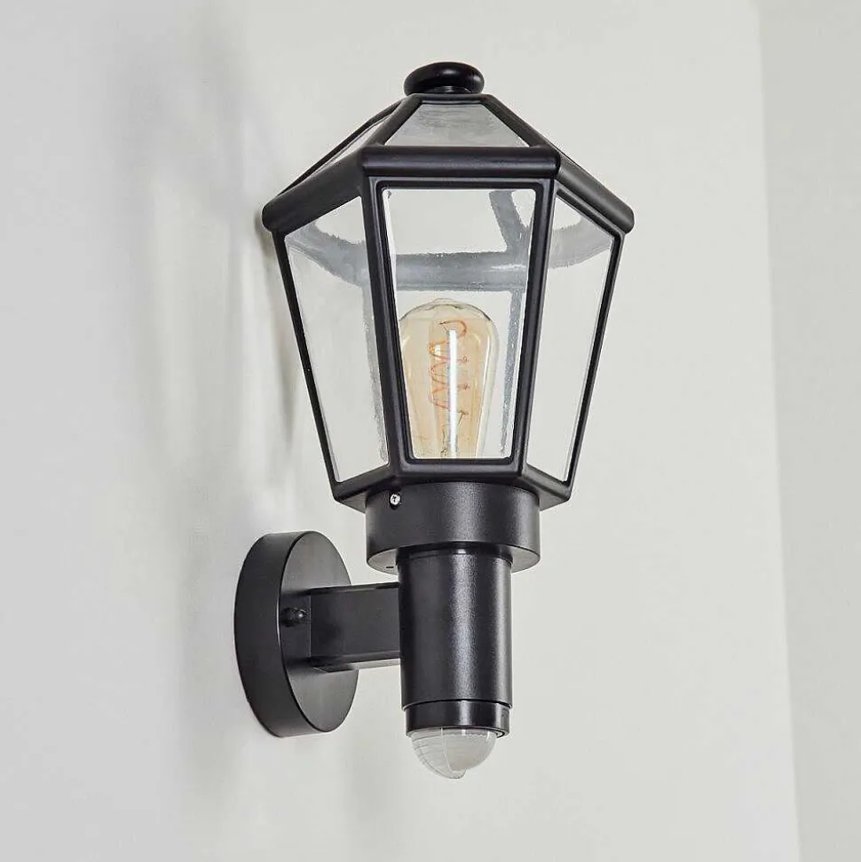 Applique Murale D'Exterieur Catigny Noir, 1 Lumiere, Detecteur De Mouvement