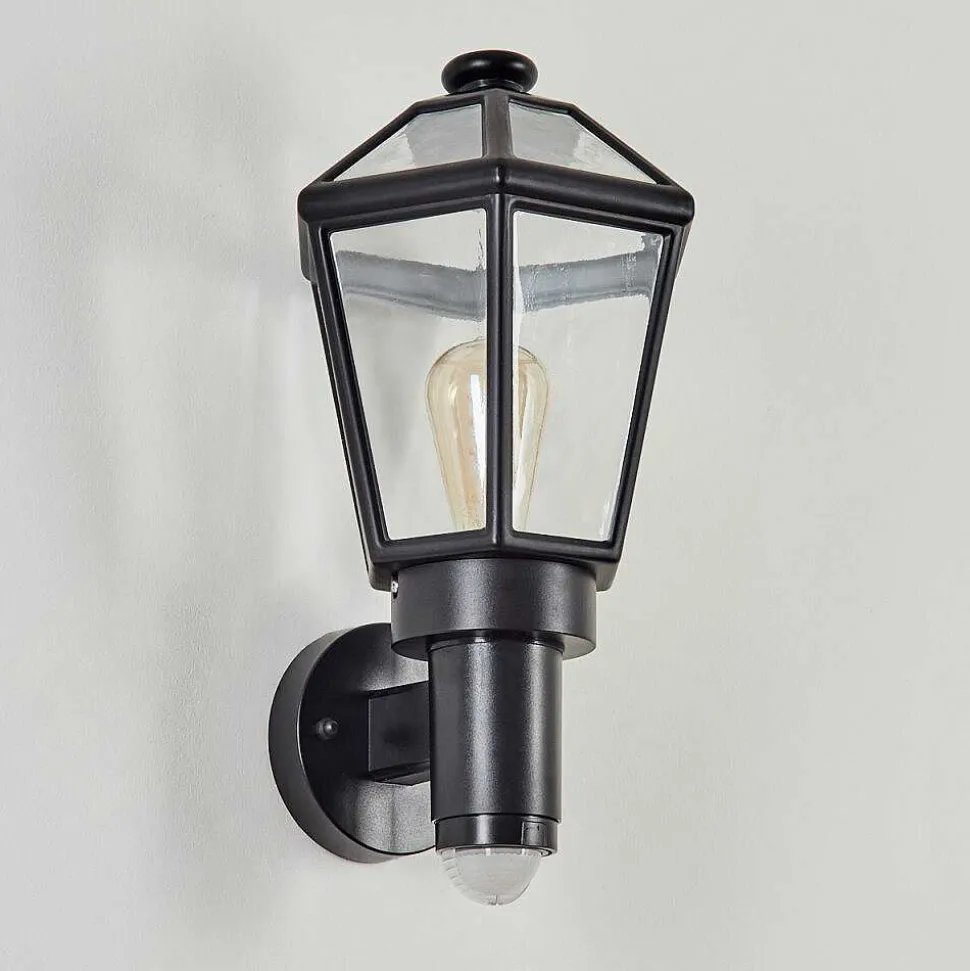 Applique Murale D'Exterieur Catigny Noir, 1 Lumiere, Detecteur De Mouvement