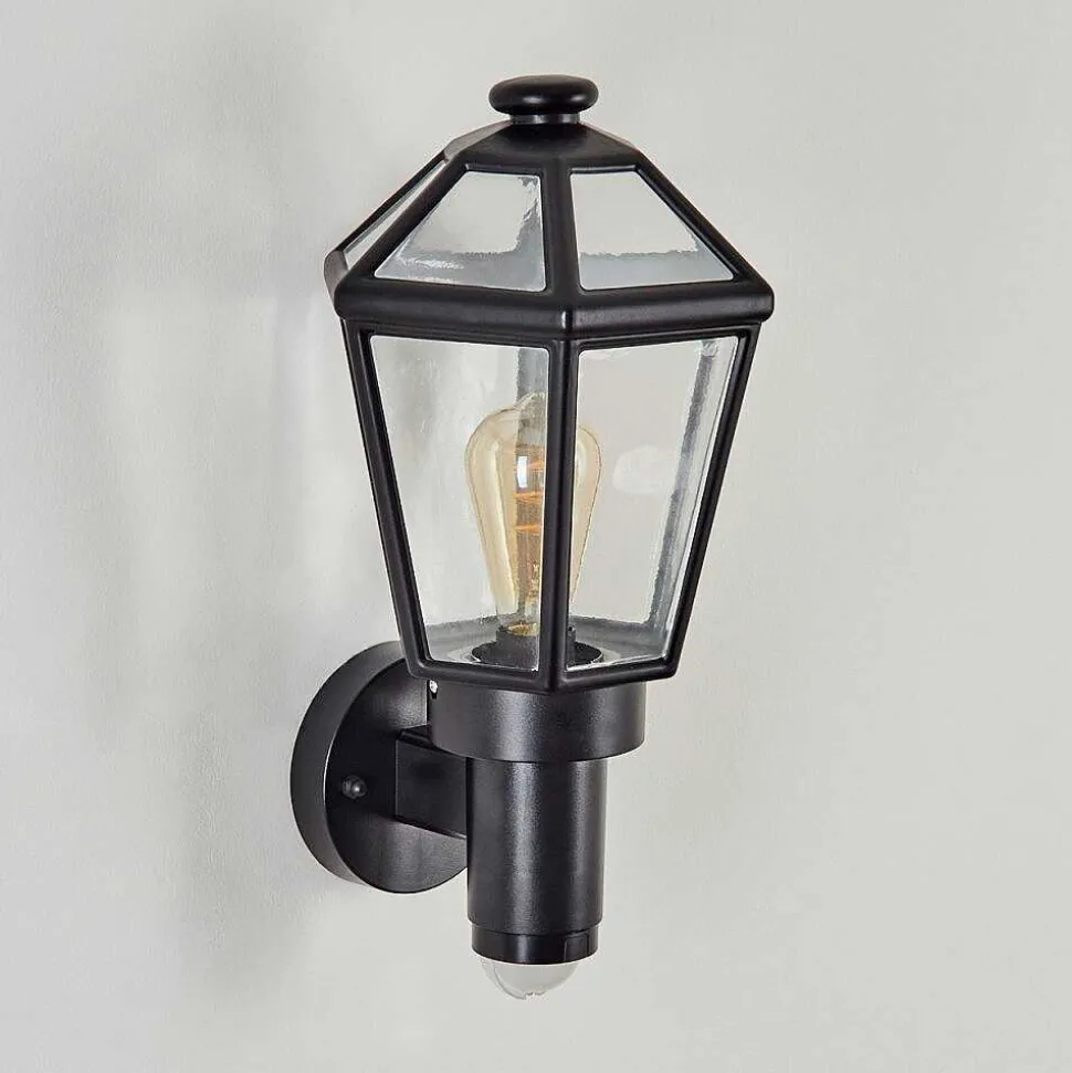 Applique Murale D'Exterieur Catigny Noir, 1 Lumiere, Detecteur De Mouvement