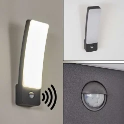 Applique Murale D'Exterieur Maseru Led Anthracite, 1 Lumiere, Detecteur De Mouvement