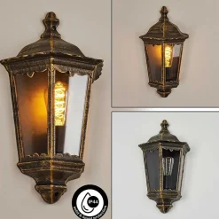 Applique Murale D'Exterieur Hongkong Brun, Or, 1 Lumiere