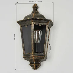 Applique Murale D'Exterieur Hongkong Brun, Or, 1 Lumiere